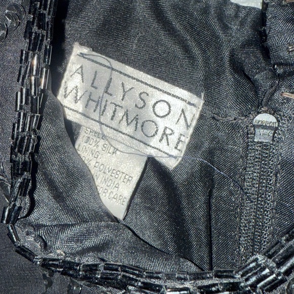 Vintage Beaded Allyson Whitmore Elegant Silk BeadedBlack Sleeveless Dress - Picture 7 of 7